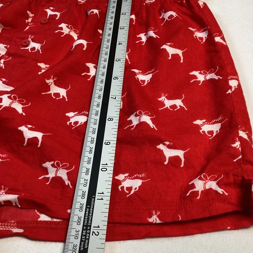 Victoria's Secret PINK Pajama Shorts Women Size Medium Red Holiday Dog Print